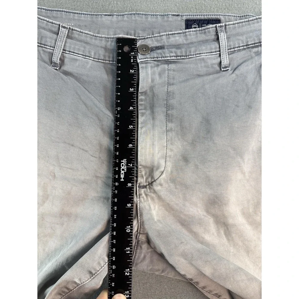 AG Adriano Goldschmied Wanderer Shorts Mens 35 Gray Chino Slim 10 Inseam Casual
